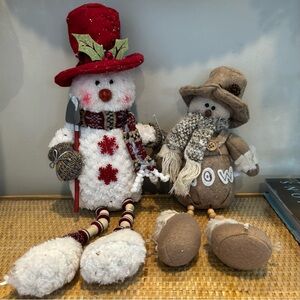 Festive Snowman Decor Set, larger one is handmade both in great condition